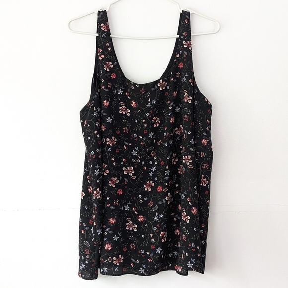 2/15$ R.Essentials Non-stretch Black Floral Sleeveless Top ~ Size XL - Picture 1 of 5